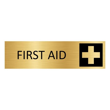 Goud aluminium deurbordje First aid 165 x 45 mm - per 1 stuk