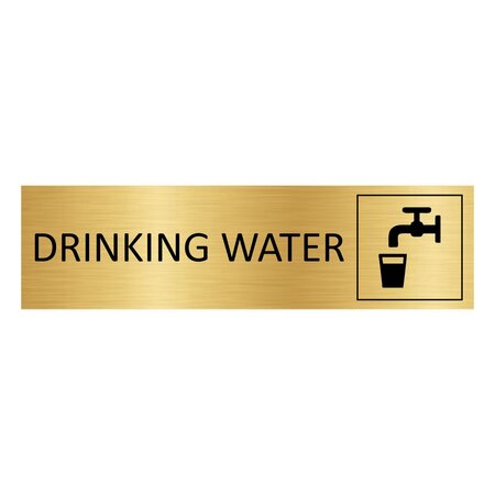 Goud aluminium deurbordje Drinking water 165 x 45 mm - per 1 stuk