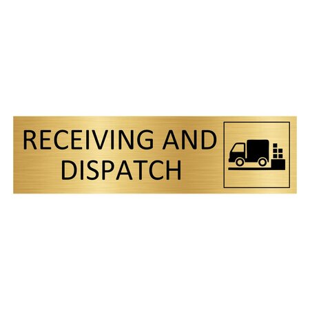 Goud aluminium deurbordje Receiving and dispatch 165 x 45 mm - per 1 stuk
