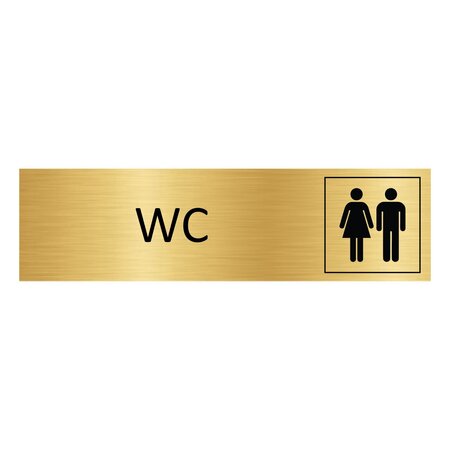 Goud aluminium deurbordje WC 165 x 45 mm - per 1 stuk