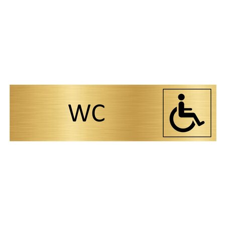 Goud aluminium deurbordje Toegankelijke WC 165 x 45 mm - per 1 stuk