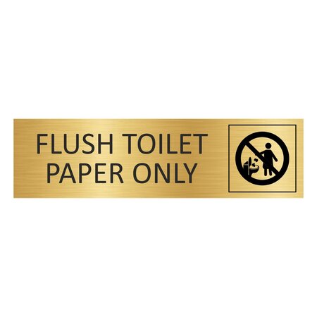 Goud aluminium deurbordje Flush toilet paper only 165 x 45 mm - per 1 stuk
