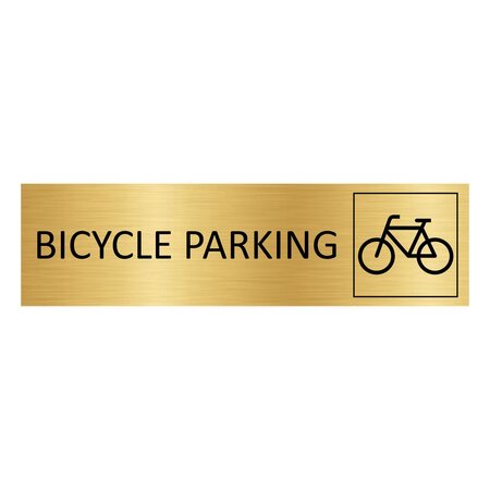 Goud aluminium deurbordje Bicycle parking 165 x 45 mm - per 1 stuk