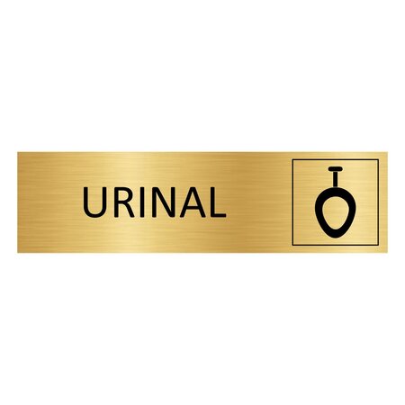 Goud aluminium deurbordje Urinal 165 x 45 mm - per 1 stuk