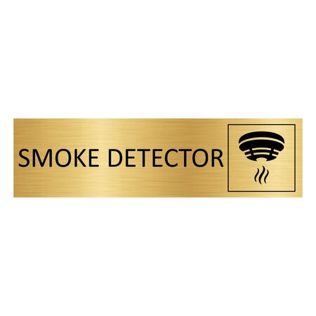 Goud aluminium deurbordje Smoke detector 165 x 45 mm - per 1 stuk