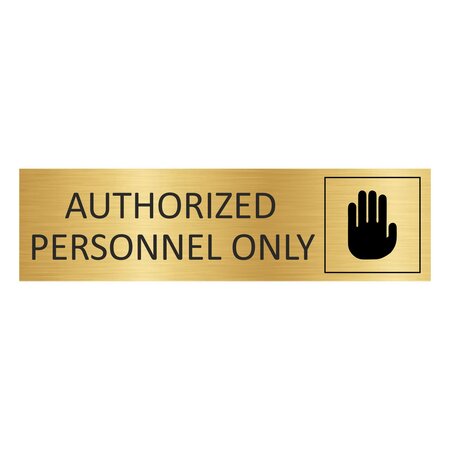 Goud aluminium deurbordje Authorized personnel only 165 x 45 mm - per 1 stuk