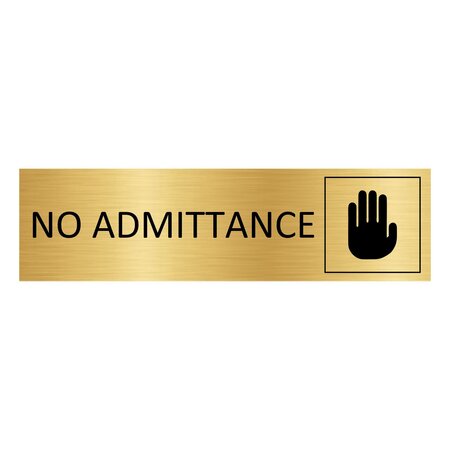 Goud aluminium deurbordje No admittance 165 x 45 mm - per 1 stuk