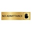 Goud aluminium deurbordje No admittance 165 x 45 mm - per 1 stuk