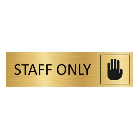 Goud aluminium deurbordje Staff only 165 x 45 mm - per 1 stuk