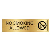Goud aluminium deurbordje No smoking allowed