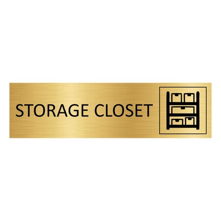 Goud aluminium deurbordje Storage closet 165 x 45 mm - per 1 stuk