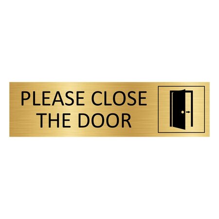 Goud aluminium deurbordje Please close the door 165 x 45 mm - per 1 stuk