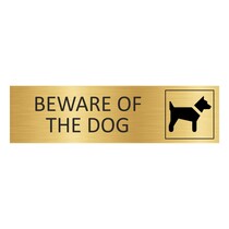 Goud aluminium deurbordje Beware of the dog
