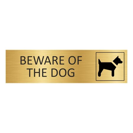 Goud aluminium deurbordje Beware of the dog 165 x 45 mm - per 1 stuk