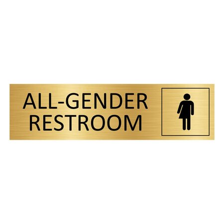 Goud aluminium deurbordje All-gender restroom 165 x 45 mm - per 1 stuk
