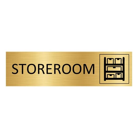 Goud aluminium deurbordje Storeroom 165 x 45 mm - per 1 stuk
