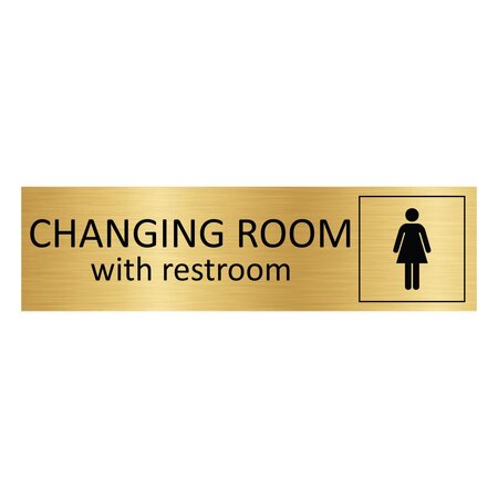 Goud aluminium deurbordje Womens changing room 165 x 45 mm - per 1 stuk
