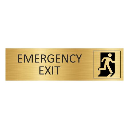 Goud aluminium deurbordje emergency exit 165 x 45 mm - per 1 stuk
