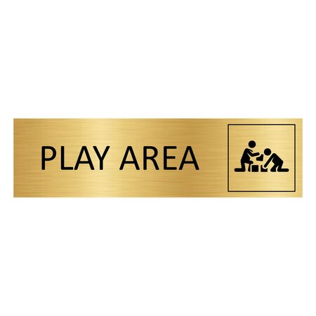 Goud aluminium deurbordje Play area 165 x 45 mm - per 1 stuk