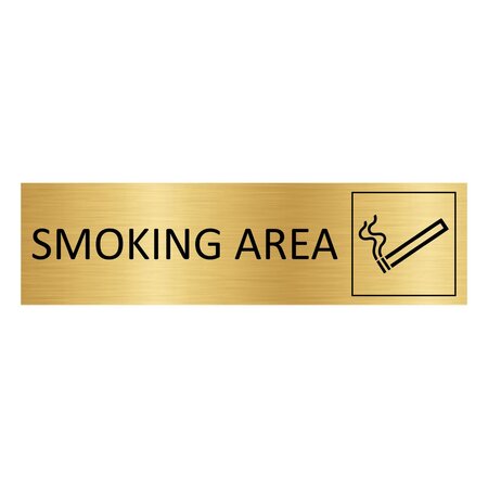 Goud aluminium deurbordje Smoking area 165 x 45 mm - per 1 stuk