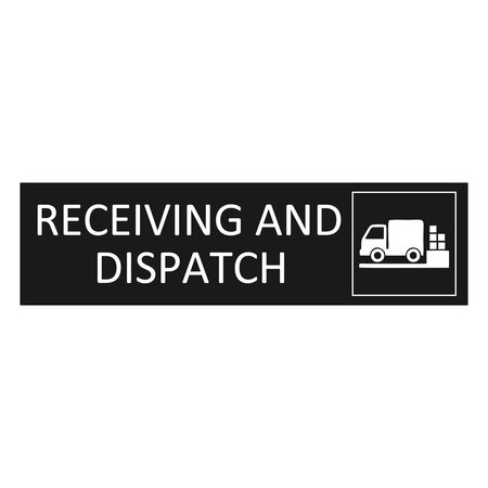 Zwart aluminium deurbordje Receiving and dispatch 165 x 45 mm - per 1 stuk