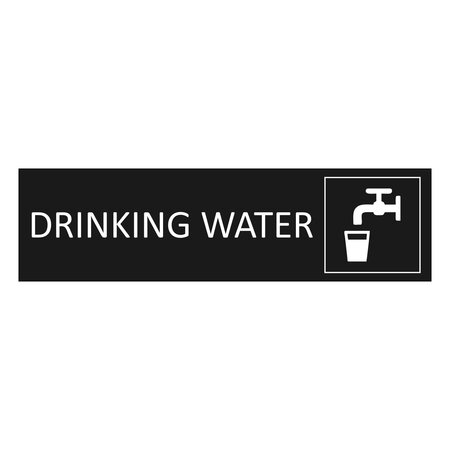 Zwart aluminium deurbordje Drinking water 165 x 45 mm - per 1 stuk