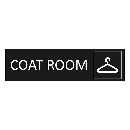 Zwart aluminium deurbordje Coat room 165 x 45 mm - per 1 stuk