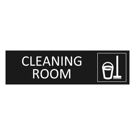 Zwart aluminium deurbordje Cleaning room 165 x 45 mm - per 1 stuk