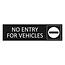 Zwart aluminium deurbordje No entry for vehicles 165 x 45 mm - per 1 stuk