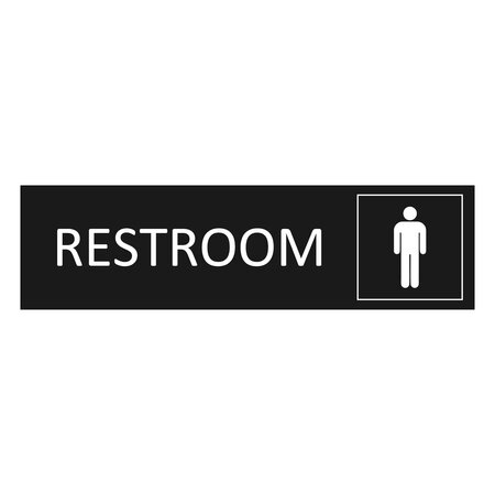 Zwart aluminium deurbordje Restroom mannen 165 x 45 mm - per 1 stuk
