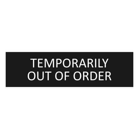 Zwart aluminium deurbordje Temporarily out of order 165 x 45 mm - per 1 stuk