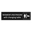 Zwart aluminium deurbordje Women's restroom with changing table 165 x 45 mm - per 1 stuk