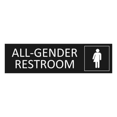 Zwart aluminium deurbordje All-gender restroom 165 x 45 mm - per 1 stuk