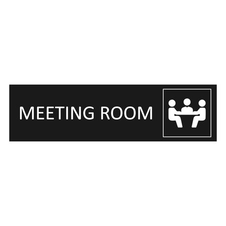 Zwart aluminium deurbordje Meeting room 165 x 45 mm - per 1 stuk