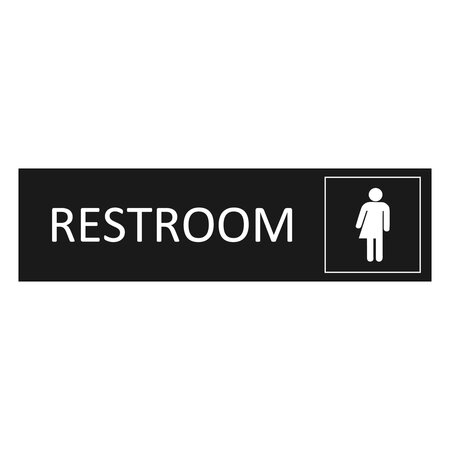 Zwart aluminium deurbordje Genderneutraal restroom 165 x 45 mm - per 1 stuk