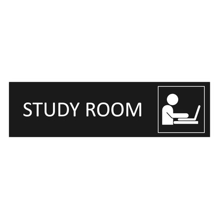 Zwart aluminium deurbordje Study room 165 x 45 mm - per 1 stuk