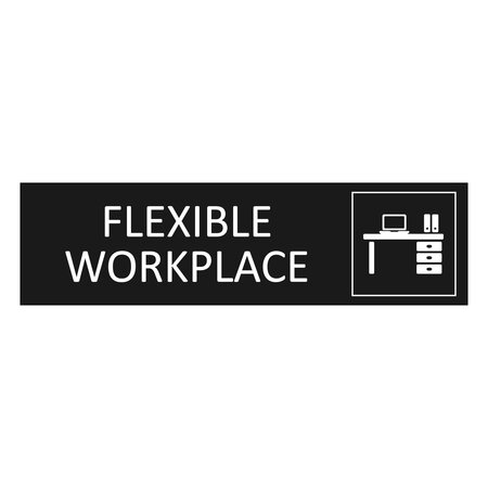 Zwart aluminium deurbordje Flexible workspace 165 x 45 mm - per 1 stuk