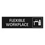 Zwart aluminium deurbordje Flexible workspace 165 x 45 mm - per 1 stuk