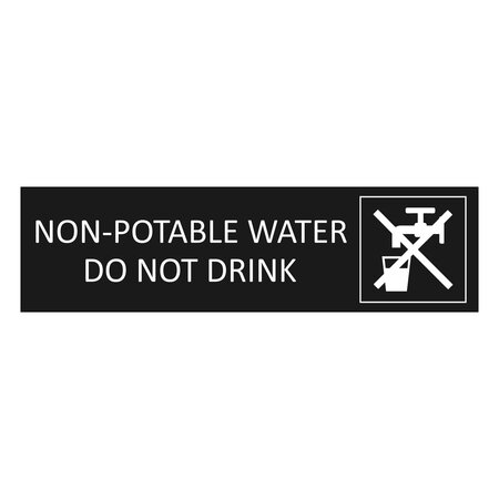 Zwart aluminium deurbordje Non-potable wate 165 x 45 mm - per 1 stuk