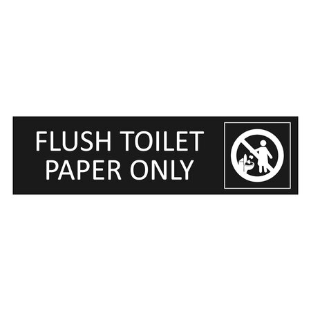 Zwart aluminium deurbordje Flush toilet paper only 165 x 45 mm - per 1 stuk