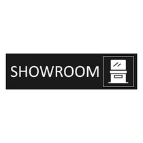 Zwart aluminium deurbordje Showroom