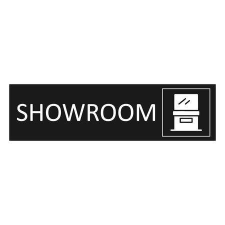 Zwart aluminium deurbordje Showroom 165 x 45 mm - per 1 stuk