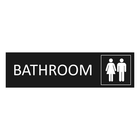 Zwart aluminium deurbordje Bathroom 165 x 45 mm - per 1 stuk