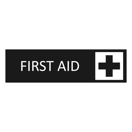 Zwart aluminium deurbordje First aid 165 x 45 mm - per 1 stuk