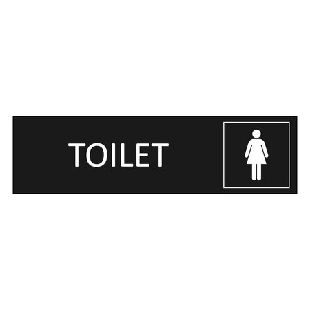 Zwart aluminium deurbordje toilet met vrouw icoon - per 1 stuk