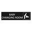 Zwart aluminium deurbordje Baby changing room 165 x 45 mm - per 1 stuk