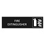 Zwart aluminium deurbordje Fire extinguisher 165 x 45 mm - per 1 stuk