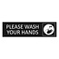 Zwart aluminium deurbordje Please wash your hands 165 x 45 mm - per 1 stuk