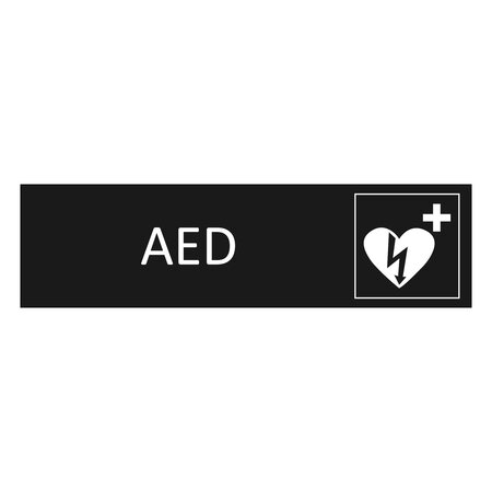 Zwart aluminium deurbordje AED 165 x 45 mm - per 1 stuk