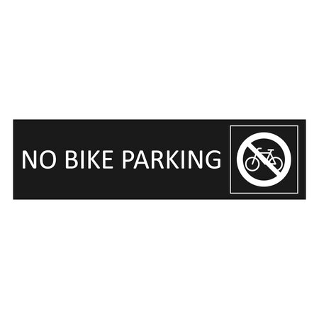 Zwart aluminium deurbordje No bike parking 165 x 45 mm - per 1 stuk